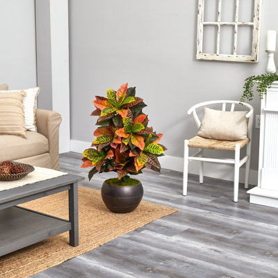 Plante croton artificielle en pot de fleurs