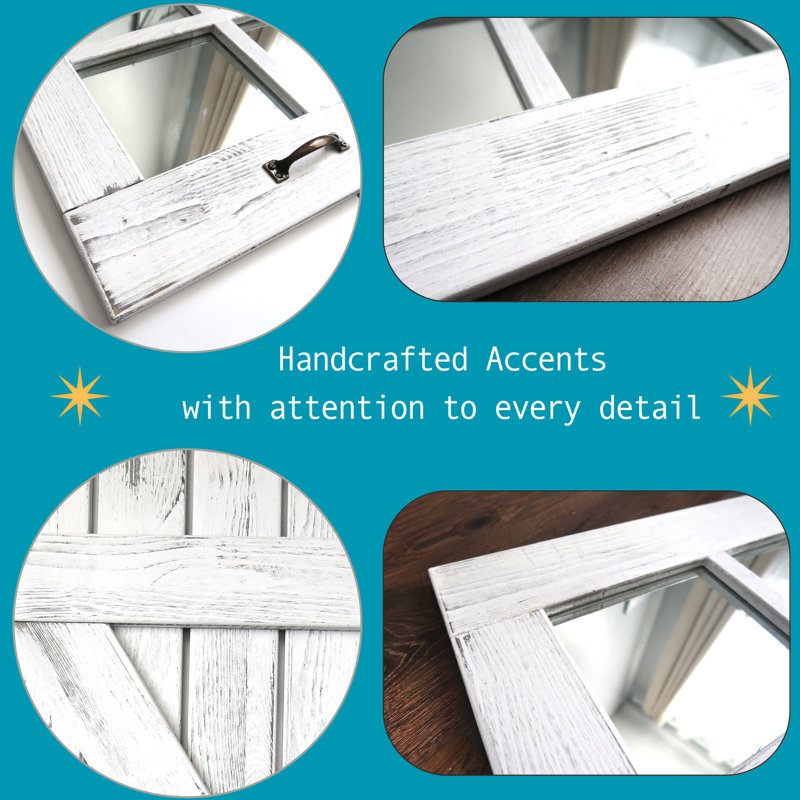 Rustic White Decorative Window Mirror With Shutters