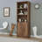 1 Doors Bookshelf With USB Port And 3 Open Shelves Bookcase Side Cabinet Storage Shelves, Rustic-325401043
