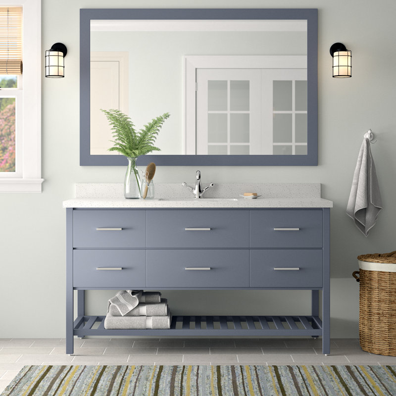 Meuble-lavabo de salle de bain simple avec miroir 61 po Felman