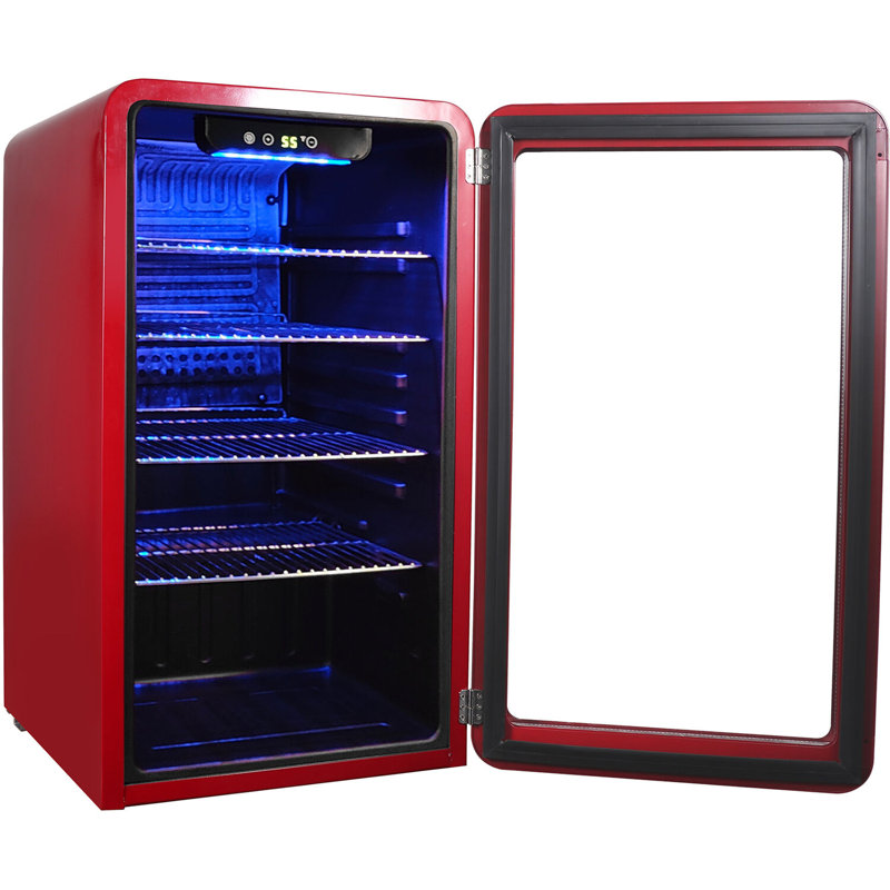 3,4 pi³ Réfrigérateur à boissons rétro, rouge, Rouge