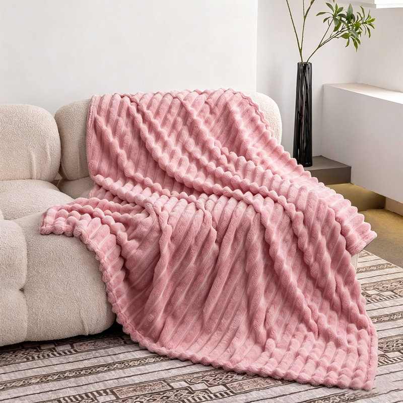 Léger à rayures - jeté en molleton doux de 300 g / m², couverture à rayures décorative et cadeau pour canapé, lit, canapé et salle de climatisation.