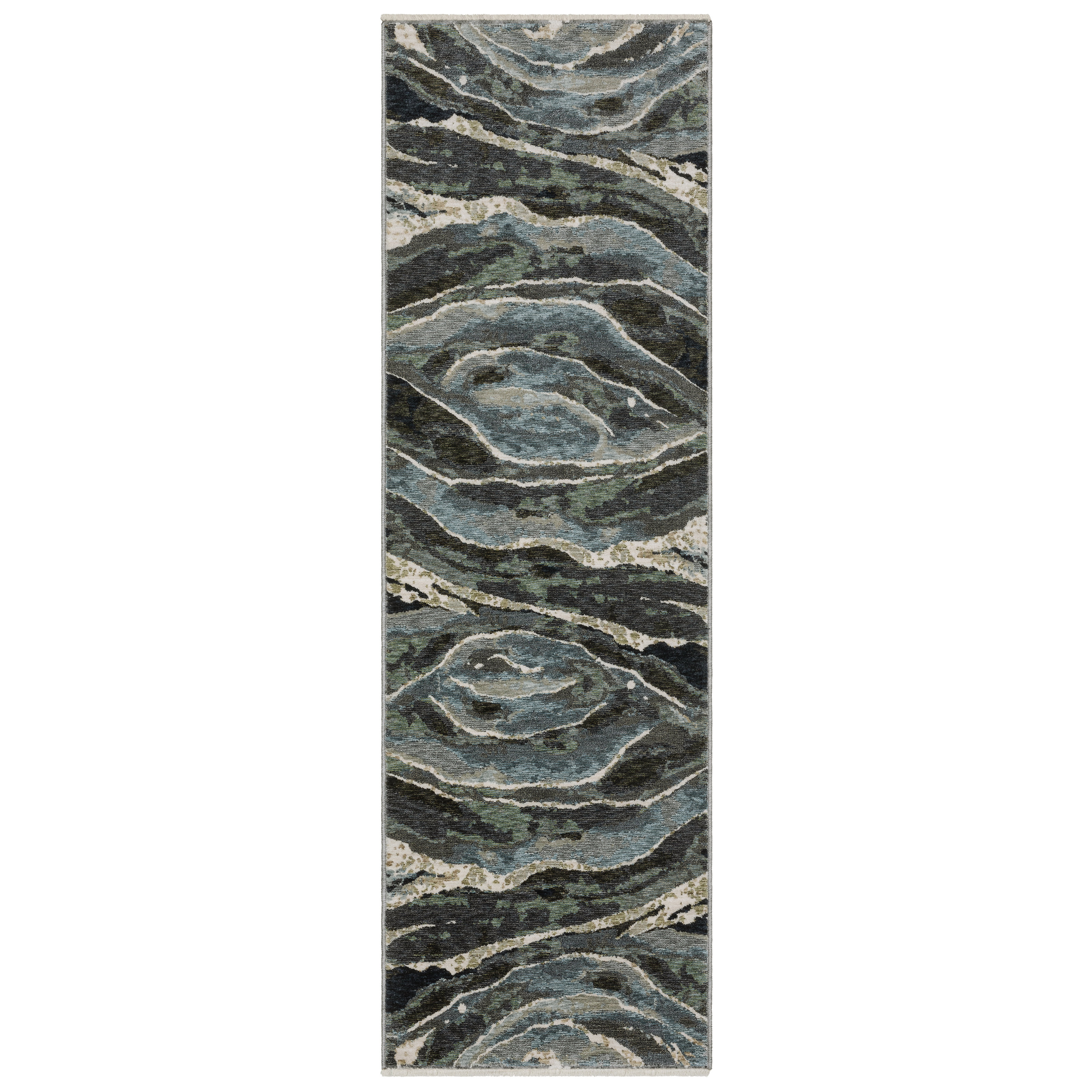Wrought Studio™ Maline Abstract Waves Blue/ Green Area Rug | Wayfair