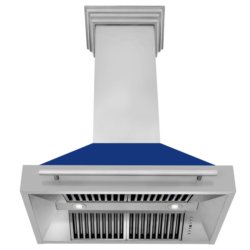 36" 700 CFM Ducted Wall Mount Range Hood, Blue Gloss