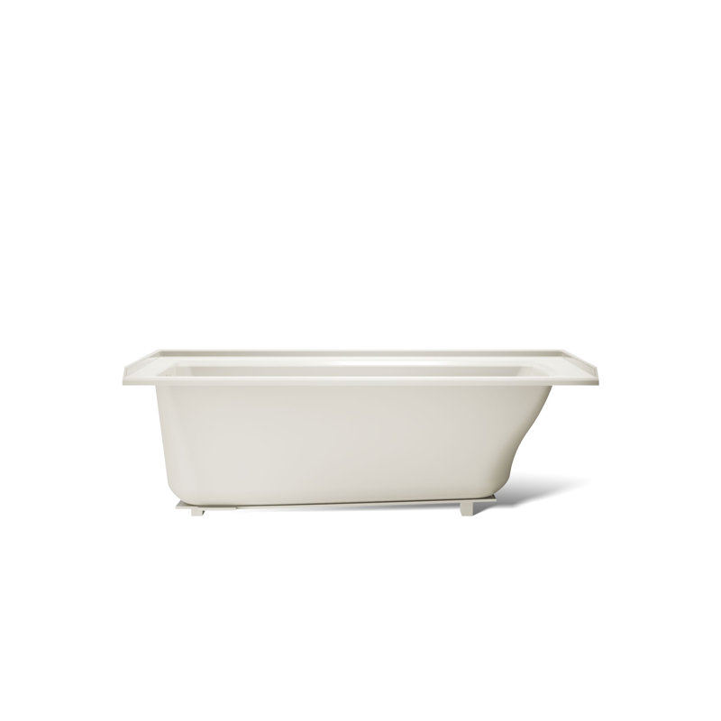 Archer Alcove Bath with Bask Heated Surface, Tile Flange and Right-Hand Drain, Biscuit, Left