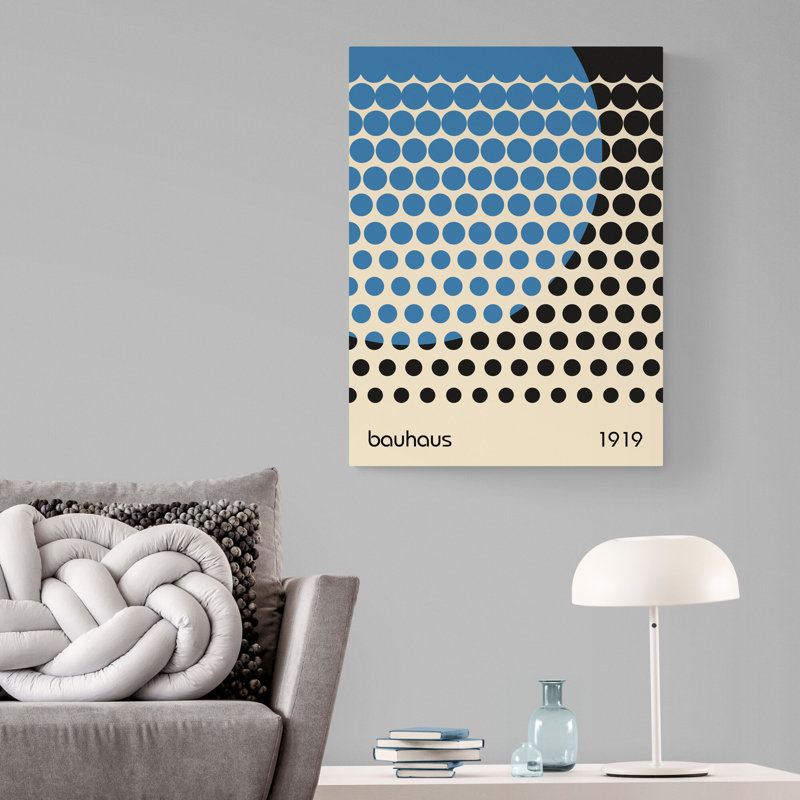 Bauhaus Bauhaus - Circles On Circle Blue Wall Art - Print on Canvas, 31cm H x 21cm W x 4cm D