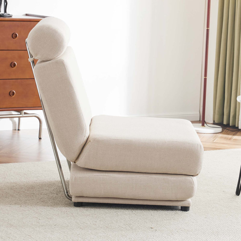 Canapé-lit simple pliable avec fauteuil, Blanc, crème
