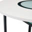 Table de salle à manger ronde 42 pouces blanche minimaliste moderne pouvant accueillir 4 à 6 personnes (incrustation de verre + support stable en métal, convient à plusieurs cas de figure).-920224377-920224379