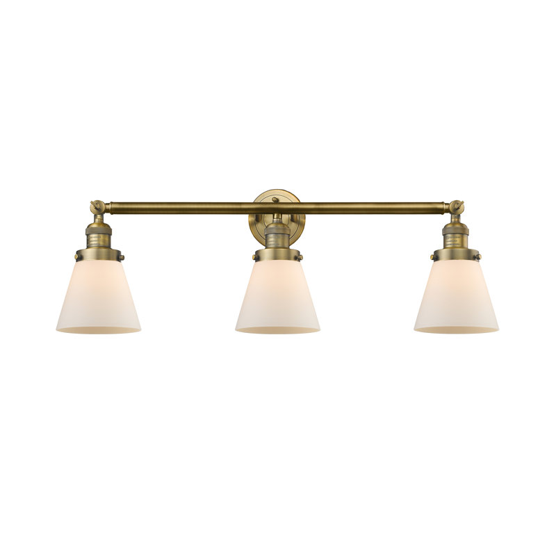 Andrews 3 - Light Dimmable Vanity Light, Matte White, Satin Gold, 6 Watt Vinage LED Bulb