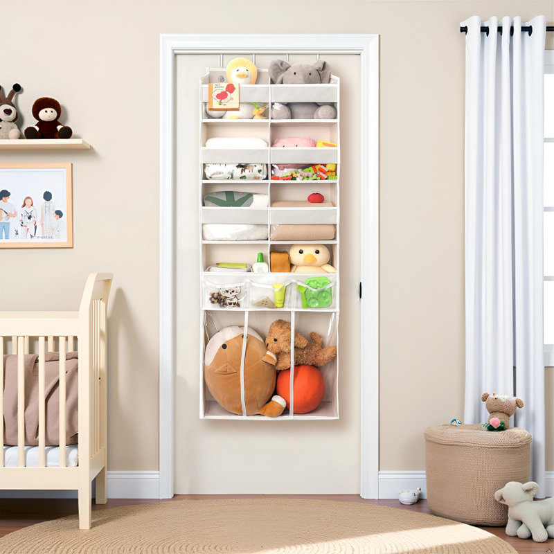 Rangement au-dessus de la porte avec poches transparentes, Beige