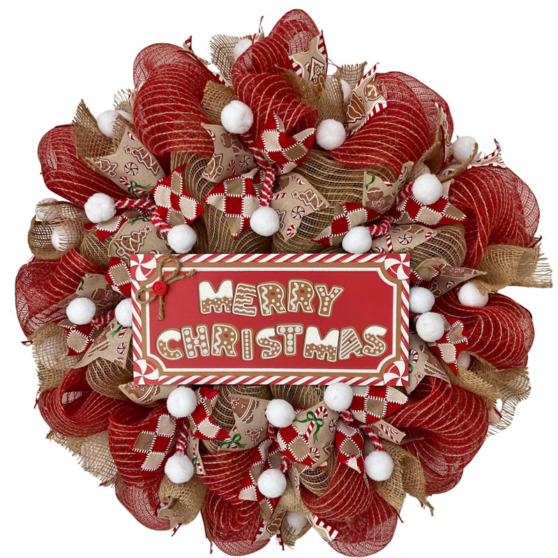 Couronne décorative faite à la main Merry Christmas