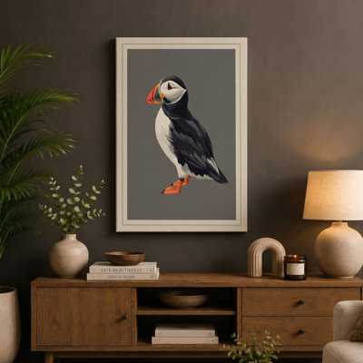 Puffin Profile Botanical - Wrapped Canvas