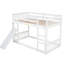 Lit superposé simple au-dessus d'un lit simple avec rampe et échelle d'escalade, style maison de jeu avec garde-corps, blanc-1409484458