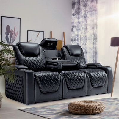 Valencia Oslo Home Theater Seating | Premium Top Grain Italian Nappa 11000 Leather, Power Headrest, Power Lumbar Support, With Center Console (Row Of