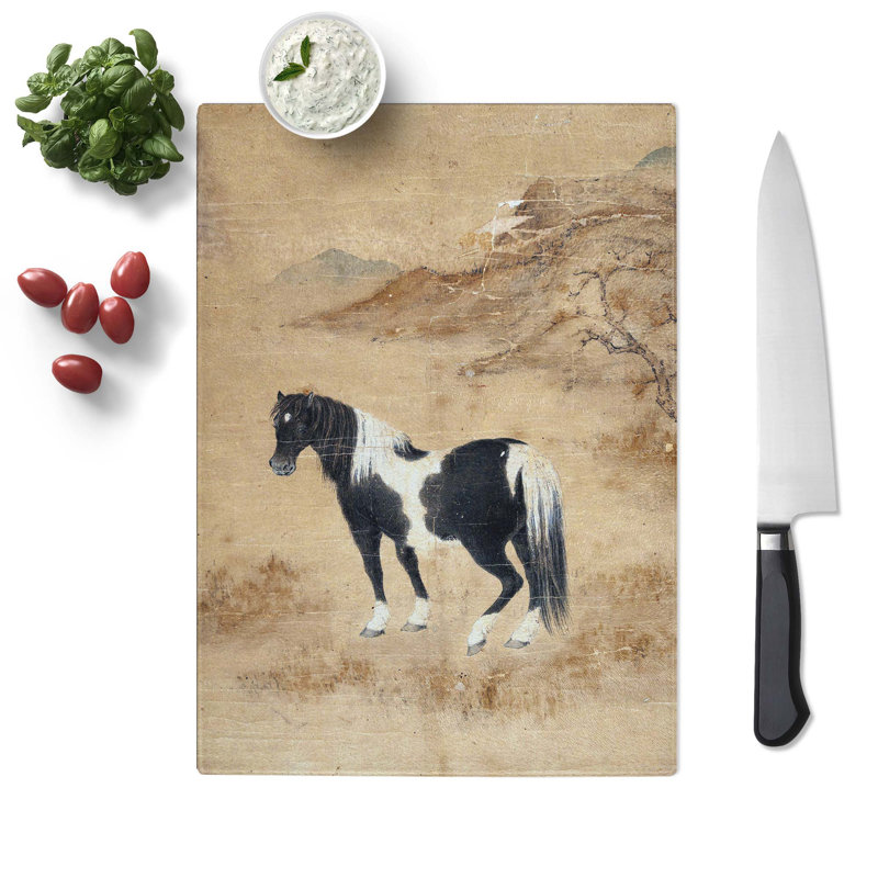 Tempered Glass Horse Landscape Chopping Board, 28.5 cm x 39 cm