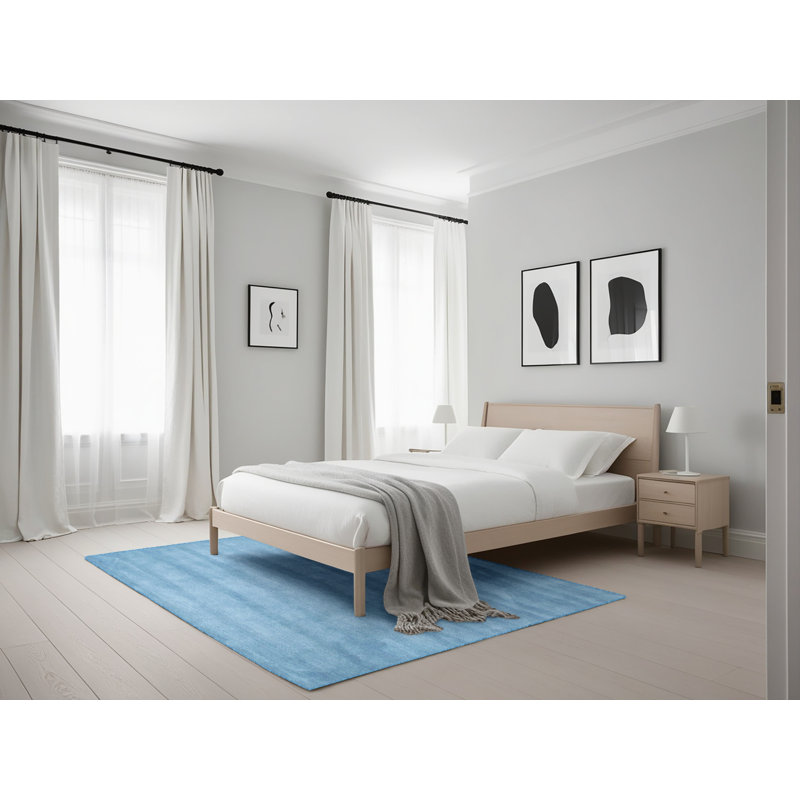 Tapis contemporain bleu, Rectangle 5 pi x 7 pi