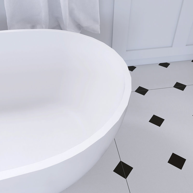 66.9 Inch Freestanding Solid Surface Soaking Bathtub