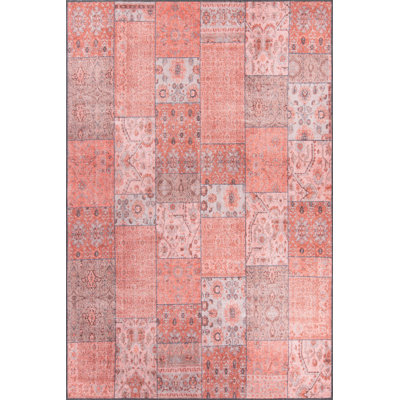 Pink Patchwork Woven Base Decorative Carpet