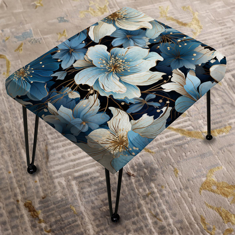 Motif de rêve floral bleu et blanc - Repose-pieds rectangulaire floral