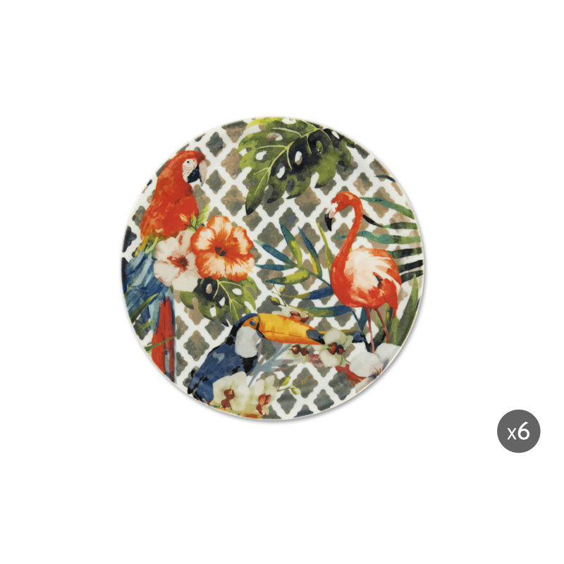 Excelsa set of 6 pizza plates Tropical Chic porcelain 31,5x2x31,5 cm multicolor