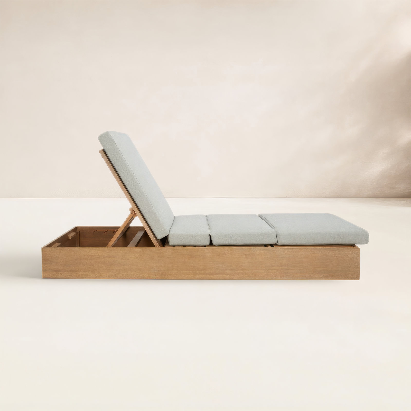 Fatima Wood Chaise Lounge Chair , Gray