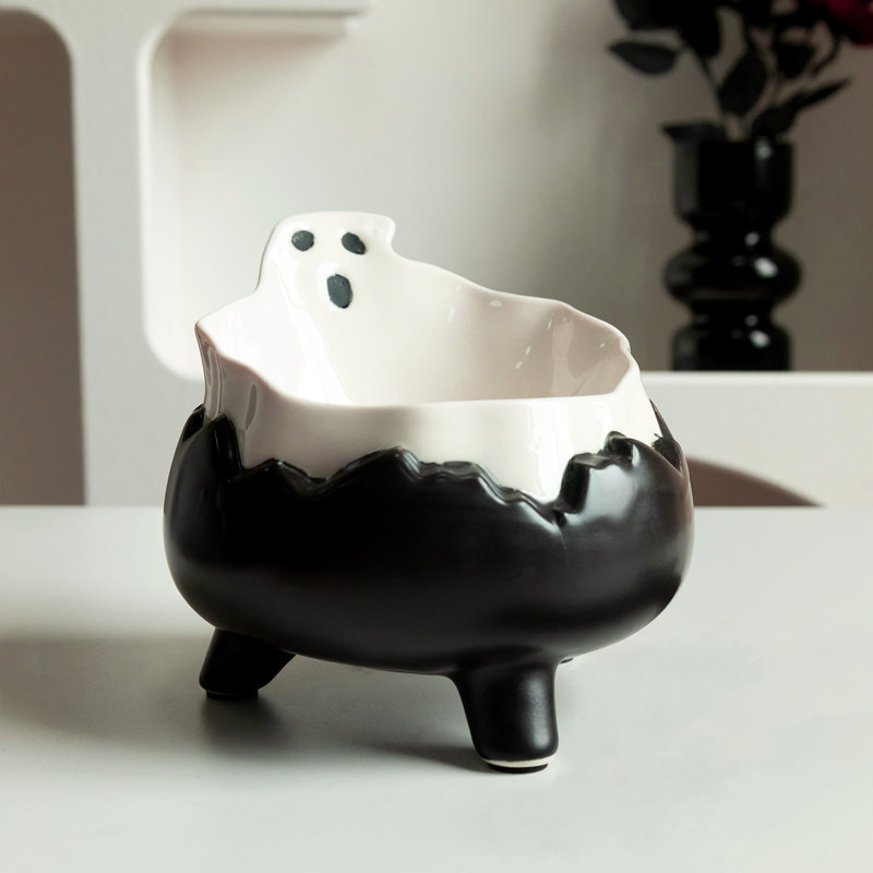 Gothic Cat Bowl, Spooky Cat Food Bowl, Ceramic Bowls for Cats and Little Dogs