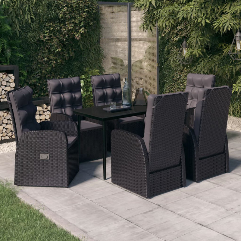 Garden Dining Set Black