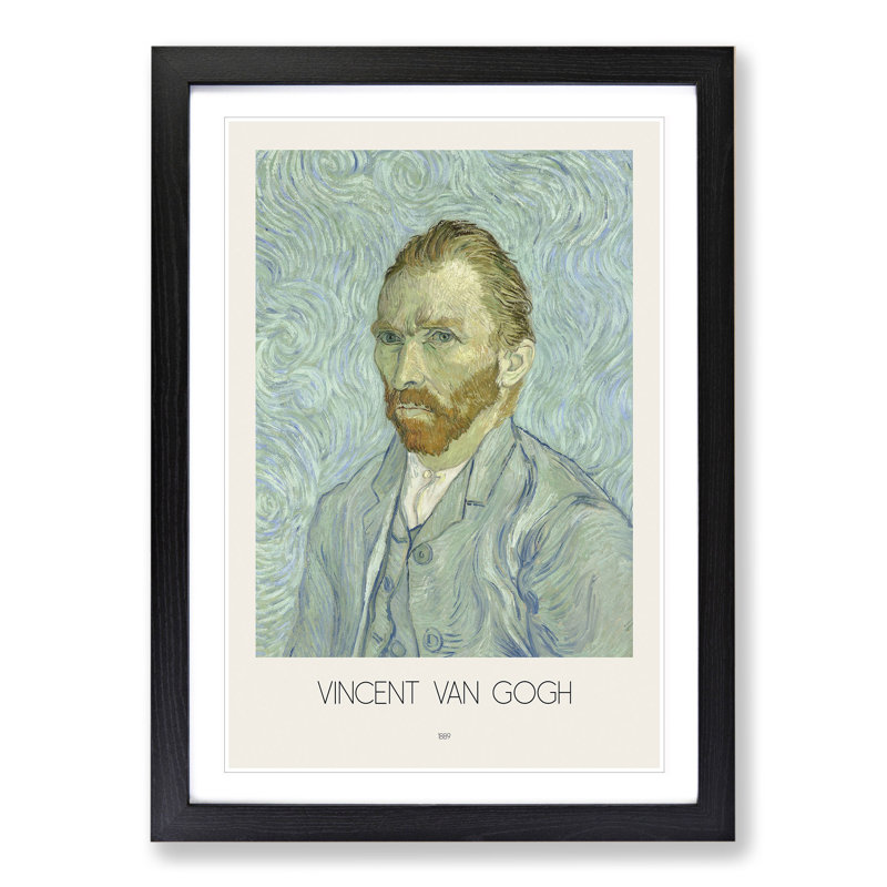 Self Portrait with Border by Vincent Van Gogh - Picture Frame Painting, Black Framed, 65cm H x 48cm W x 2cm D