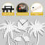 Grande horloge murale en métal palmier tropical-98916733-98916736