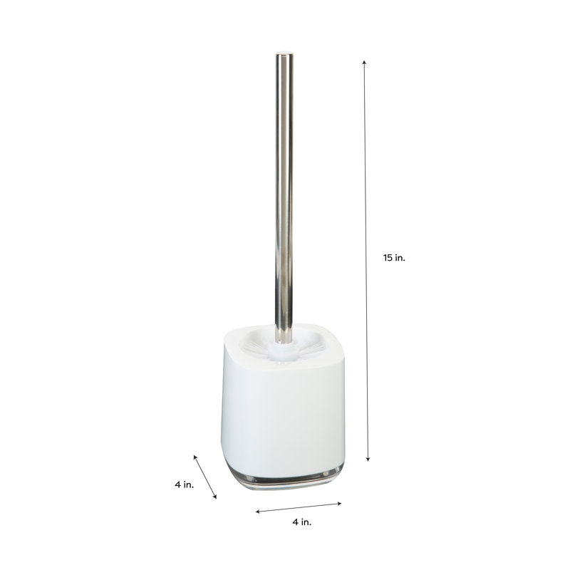 Bath Bliss Plastic Toilet Brush And Holder, White