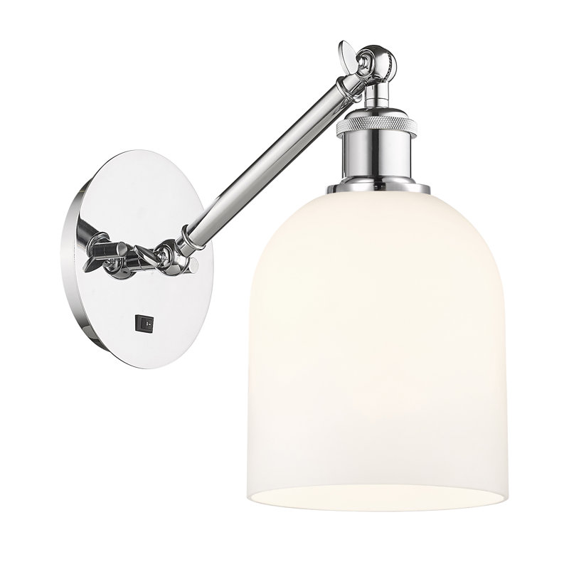 Odaniel Steel Armed Sconce, Gloss White, Polished Chrome