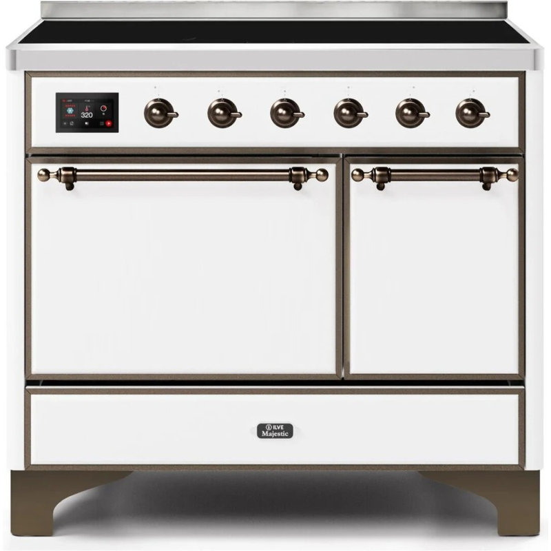 ILVE Majestic II Series 40 inch Induction Range with 6 Induction Elements (Glass Door), White/Bronze
