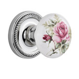 Rope Rosette with White Rose Porcelain Door Knob