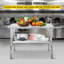 Table de préparation commerciale pliante, poste de travail commercial de 122 x 61 cm avec tablette inférieure, table pliante robuste en acier inoxydable supportant une charge de 136 kg, conçue pour la cuisine domestique, les restaurants et les garages.