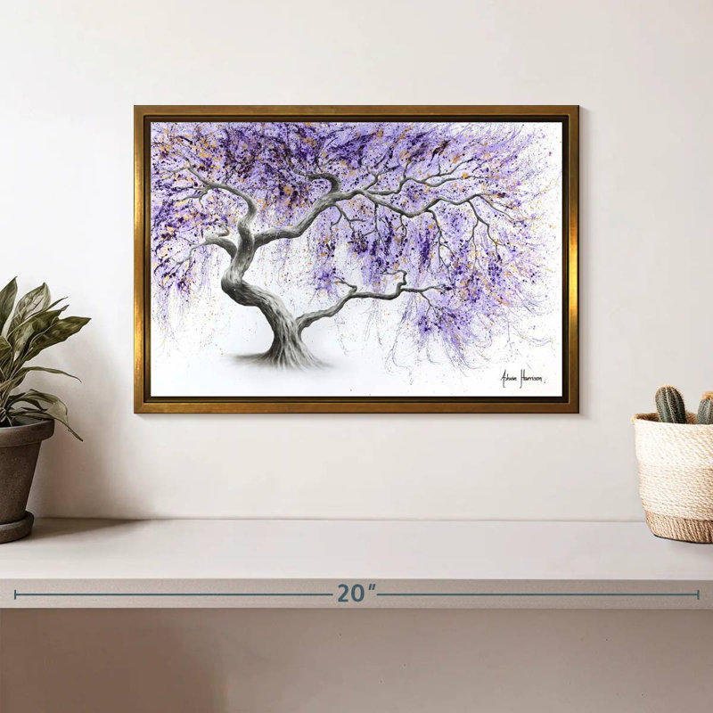 Arbre de prospérité mauve, Cadre flottant doré, 13 po x 9 po