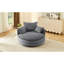 Fauteuil pivotant à 360° avec coussin double couche, 3 coussins de soutien, revêtement en velours côtelé doux et dimensions de 146 cm (57,5 pouces), fauteuil de salon pivotant gris avec coussins amovibles et revêtement élégant en velours côtelé, 146 cm (57,5 pouces), pour le bureau