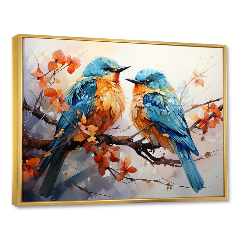«Birds Of Paradise Minimalisme Dream I» sur toile, Cadre flottant doré, H 30 po x l 40 po x P 1,5 po