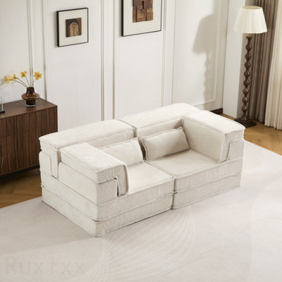 Canapé à compression Mahjong, canapé-lit convertible au sol, canapé modulaire modulaire désossé Diy, aucun assemblage requis, tissu polaire circulaire, causeuse moderne surdimensionnée