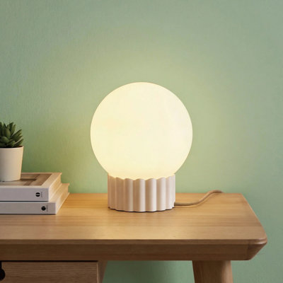 6.9" Small Glass Table Lamp with Frosted Globe Shade & Resin Base, Dimmable Bedside Lamp with E12 Socket, UL Listed, Bulb Not Included, Modern Minimalist Accent Light for Bedroom, Nightstand & Desk