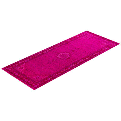 Overdyed Hand-Knotted Wool Modern-Contemporary Pink Runner 2' 8" x 6' 7"