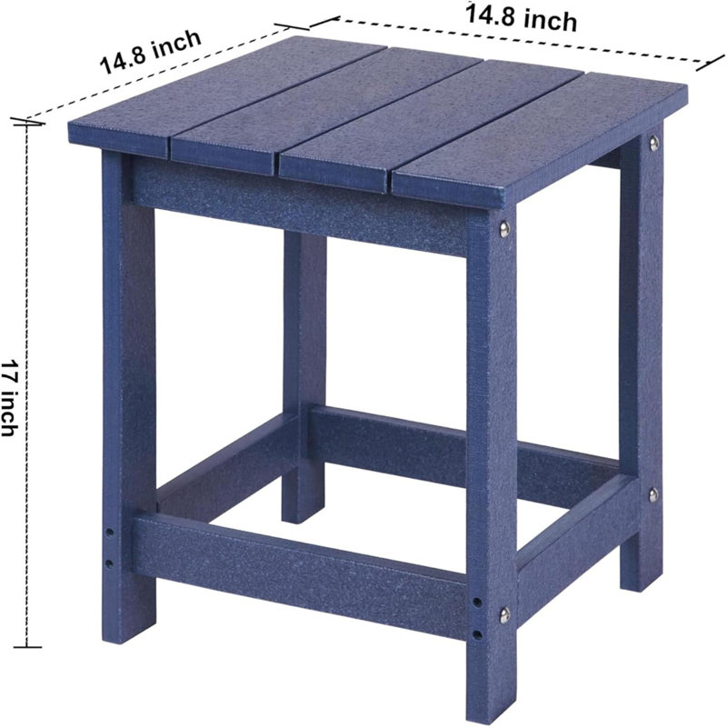 Adirondack Square Outdoor Side Table  Pool Composite Patio Table HDPE End Tables For Backyard Pool Indoor Companion  Easy Maintenance & Weather Resistant