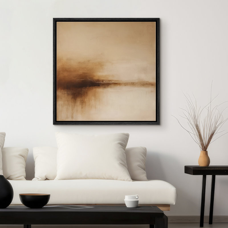 Reproduction de paysage abstrait encadrée d'art mural sur toile pour un décor rétro, H 16 po x l 16 po, Noir
