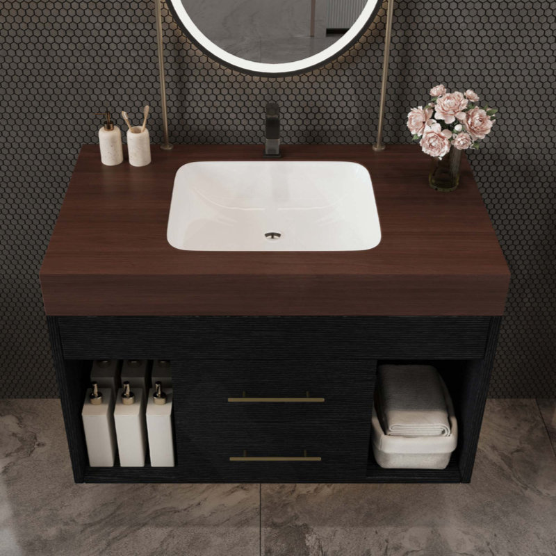 Bathroom Vanity with Top, Black