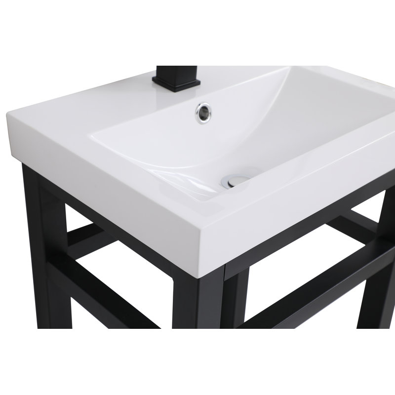 Raya 18'' Single Bathroom Vanity with Resin Top, Black