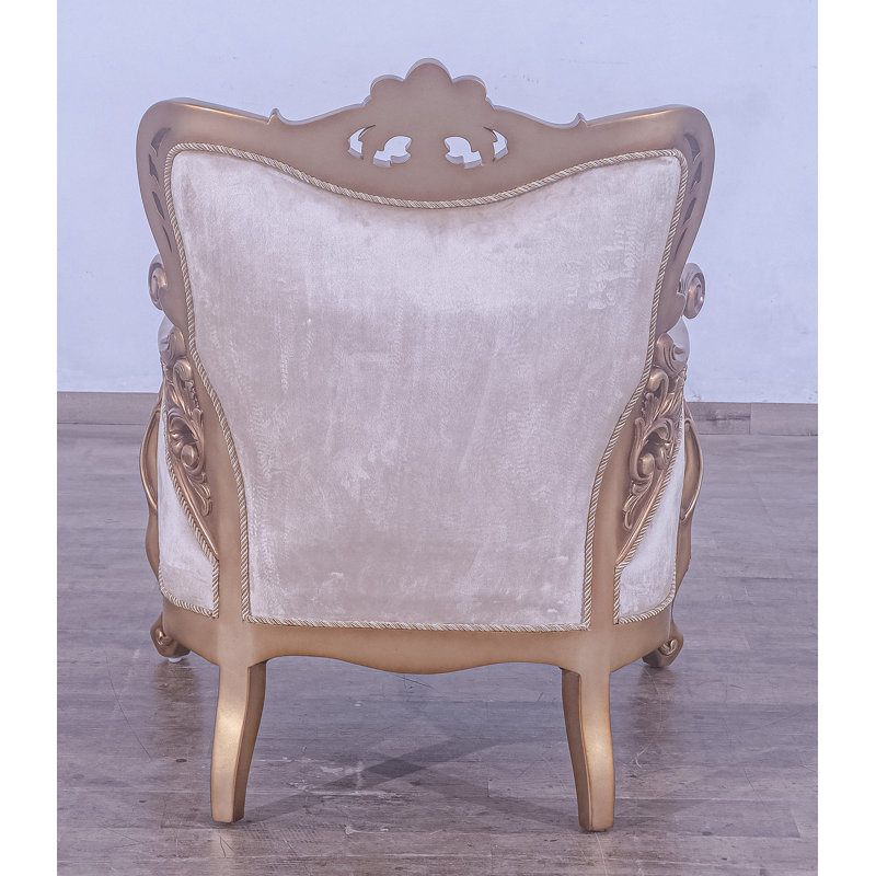 Armchair, Brown Linen Blend, Gold
