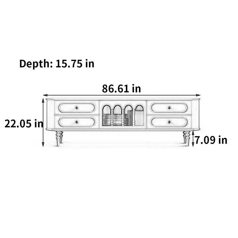 Meuble télé style français French Cream, 86.61"