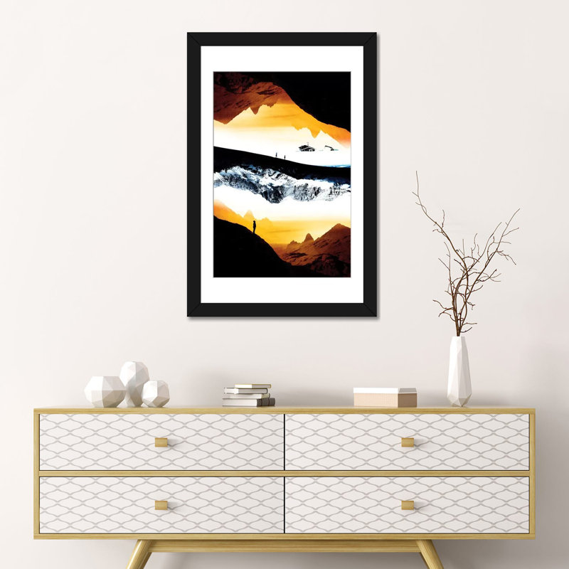 «Randonnée pour quoi», reproduction d'impression sur toile tendue, H 32 po x l 24 po x P 1 po, Papier d'art encadré noir