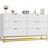 White 53.5" 6 Drawer Dresser, Modern Chest with Metal Legs for Bedroom Living Room-400393213