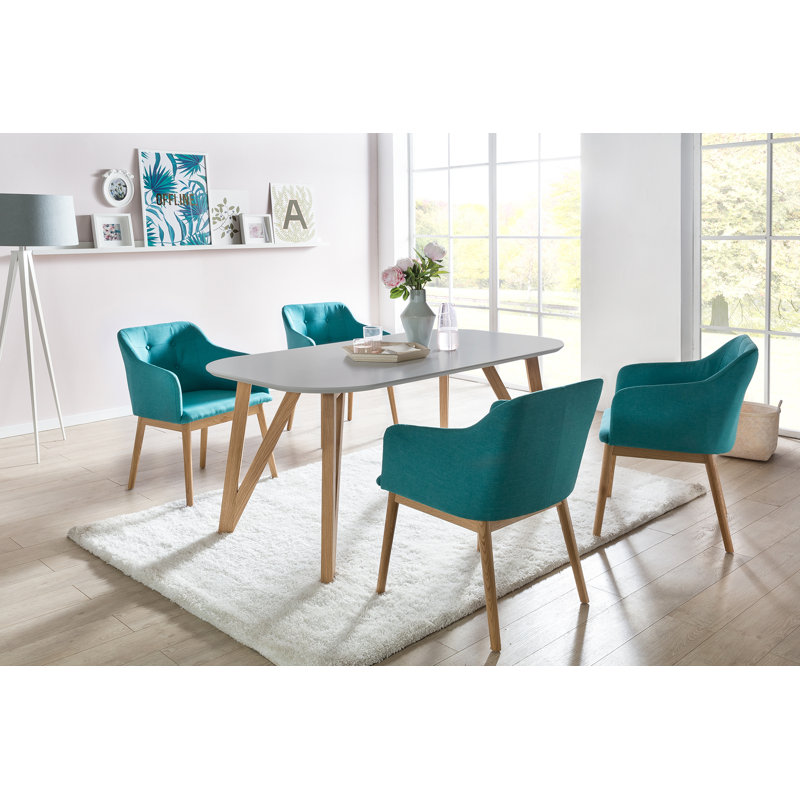 Aiden Oval Solid Wood Base Dining Table, H76 x L160 x W90cm, Grau