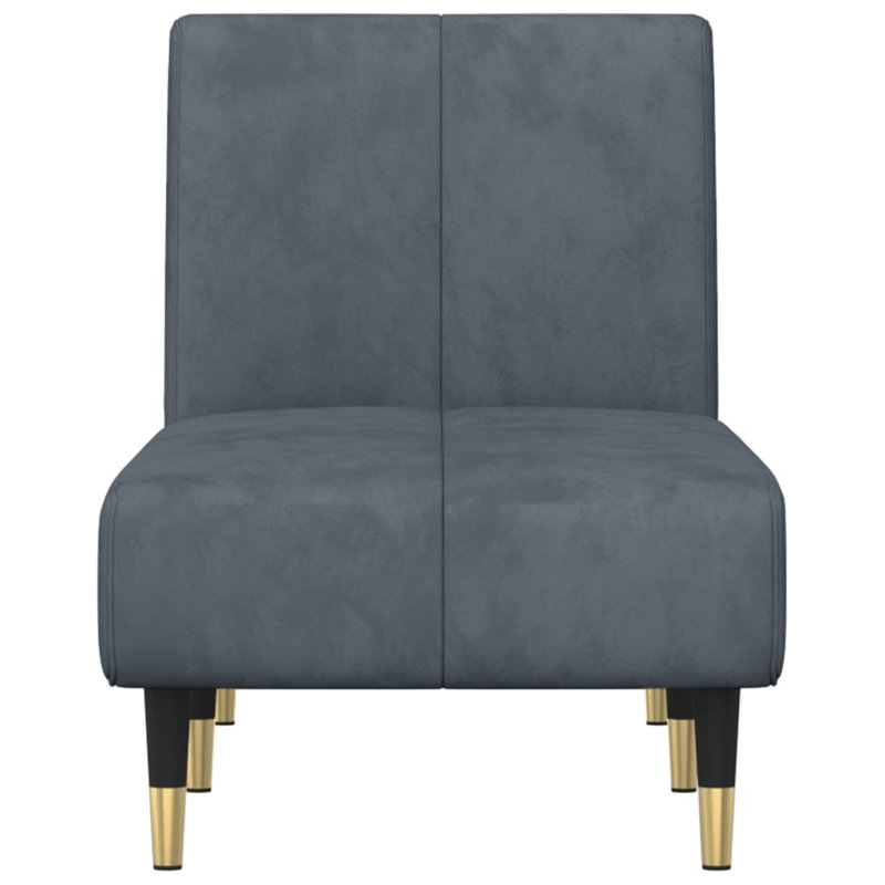 Chaise longue rembourrée Chilt, Velours gris foncé